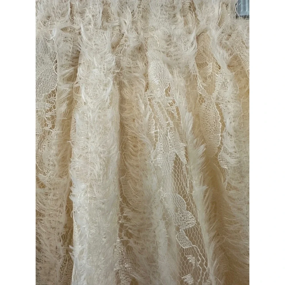 Hayden Los Angeles Cream Lace Shaggy‎ Fluffy Mini Skirt Size S